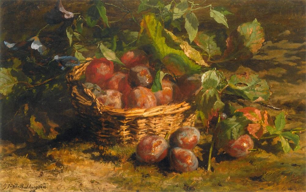 Geraldine Jacoba Van De Sande Bakhuyzen Still life with Plums in a Basket